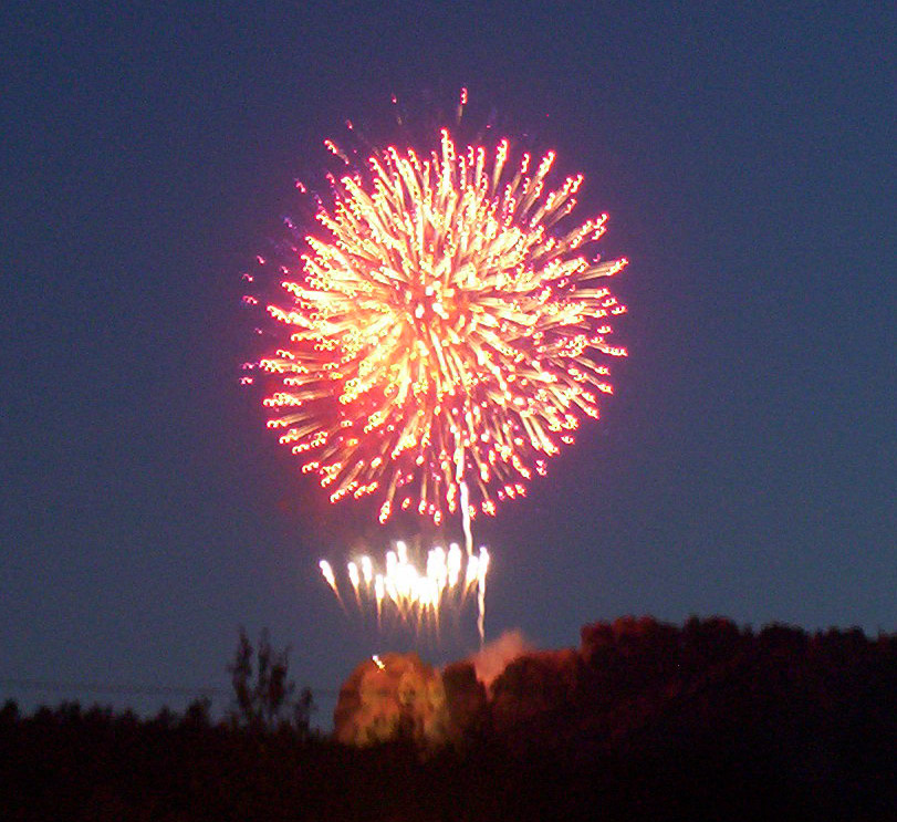 Red Fireworks over Mt Rushmore