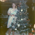 Brenda by the Christmas tree