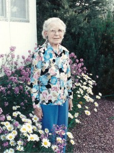 Great Aunt Elsa by her flower garden