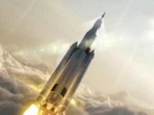 Space Launch System rocket launching with Orion