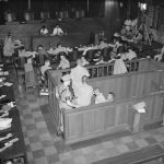 WAR CRIMES TRIALS AT SINGAPORE, 1946 (CF 1048) Indicted Japanese war criminals entering the dock in the Singapore Supreme Court. Copyright: © IWM. Original Source: http://www.iwm.org.uk/collections/item/object/205207322